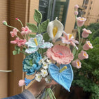 Luxury Crochet Flower Bouquet – Knitted Peony, Tulip & Rose for Wedding & Valentine's Day