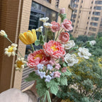 Luxury Crochet Flower Bouquet – Knitted Peony, Tulip & Rose for Wedding & Valentine's Day