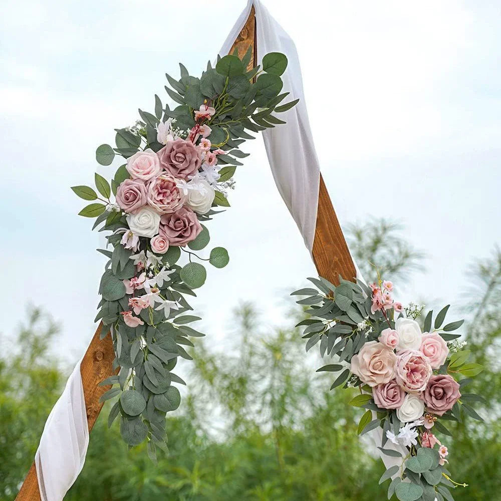 Dusty Rose & Blue Eucalyptus Wedding Arch Garland - Style F