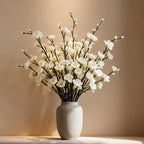 White Plum Blossom Branch – Faux Flowering Stems for Home & Wedding Decor (5pcs)