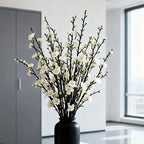 White Plum Blossom Branch – Faux Flowering Stems for Home & Wedding Decor (5pcs)