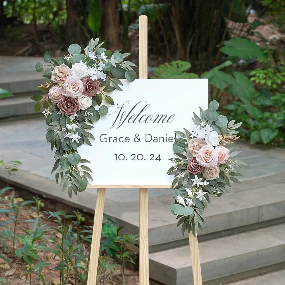 Dusty Rose & Blue Eucalyptus Wedding Arch Garland - Style F