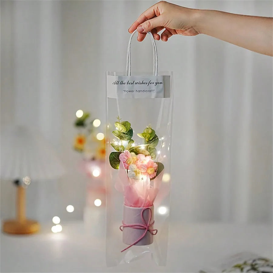 Blue Crochet Daisy Bouquet – Handmade Wool Flower Gift