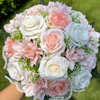 Champagne Rose & Baby's Breath Bridal Bouquet