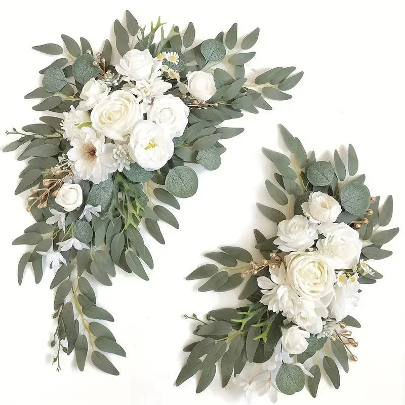 Dusty Rose & Blue Eucalyptus Wedding Arch Garland - Style C