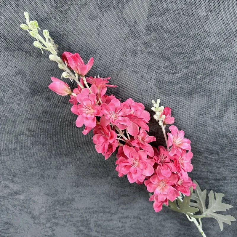 Rose Red Faux Delphinium Stem | 2 Heads 50cm | Home & Wedding Decor
