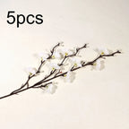 White Plum Blossom Branch – Faux Flowering Stems for Home & Wedding Decor (5pcs)