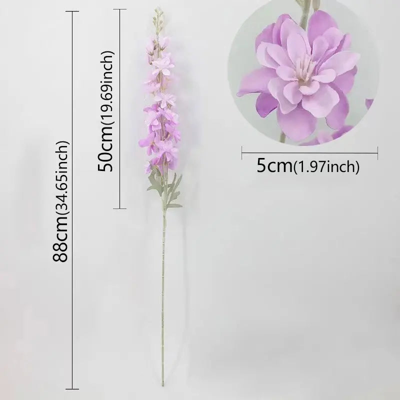 Baby Blue Faux Delphinium Stem | 2 Heads 50cm | Home & Wedding Decor
