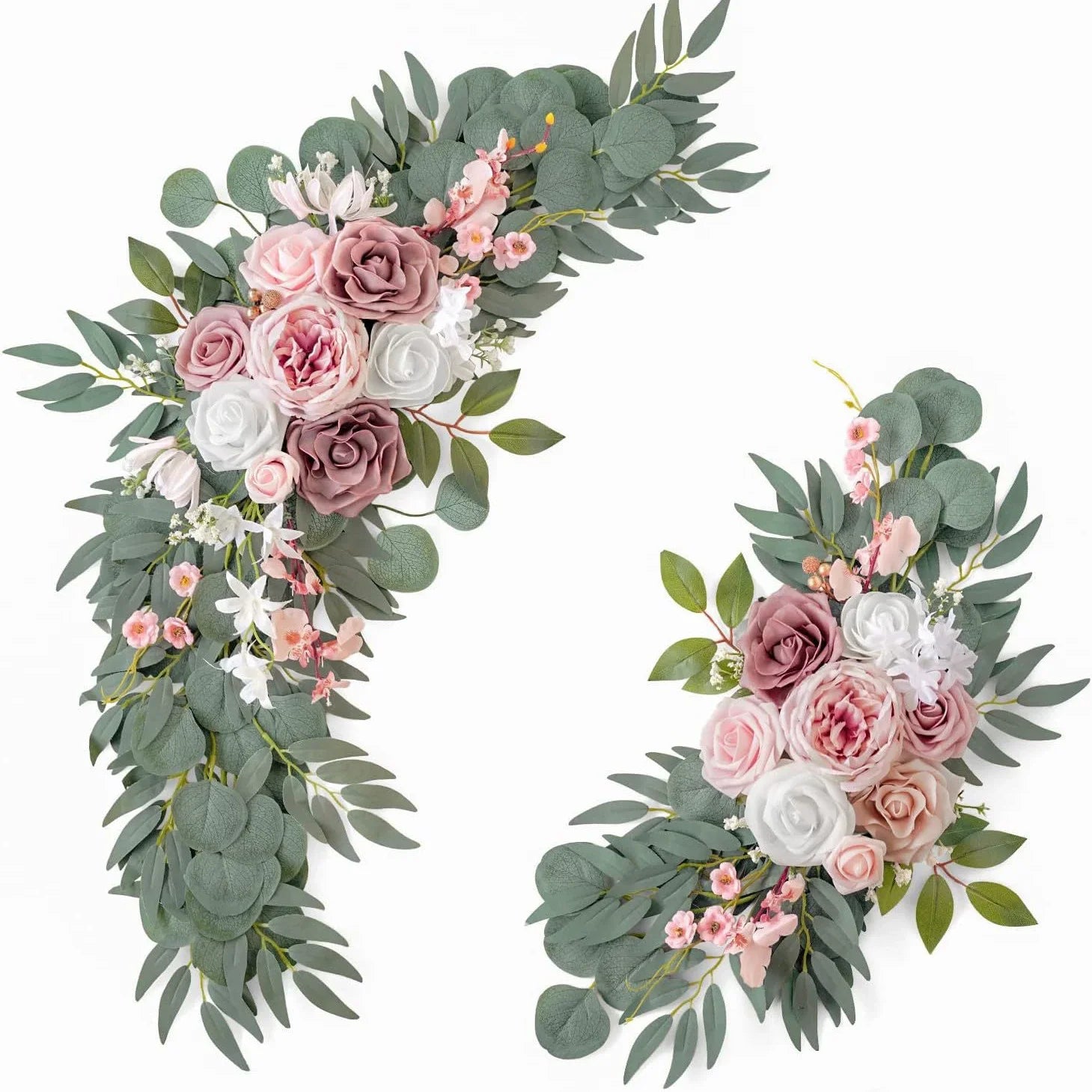 Dusty Rose & Blue Eucalyptus Wedding Arch Garland - Style F