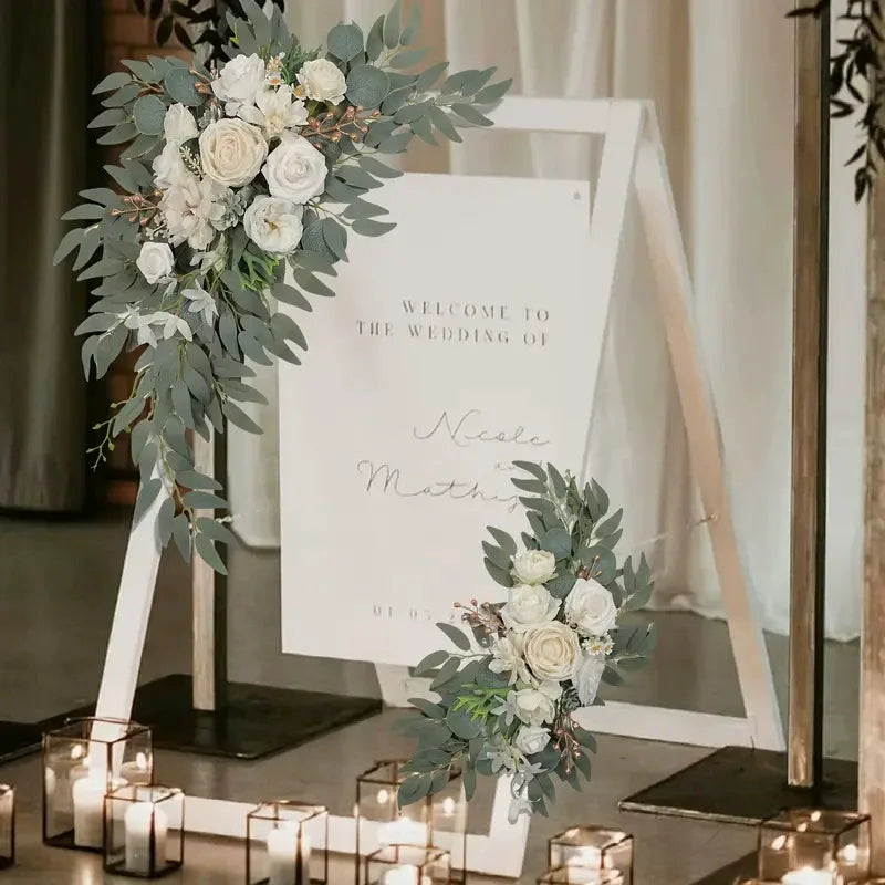 Dusty Rose & Blue Eucalyptus Wedding Arch Garland - Style C