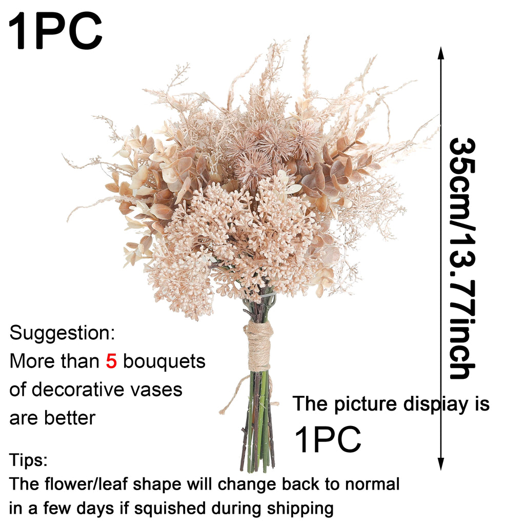 Boho Dried-Look Mixed Bouquet – Eucalyptus & Wildflower Faux Arrangement for Home & Wedding