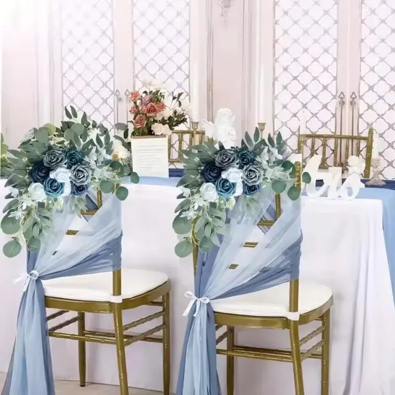 Dusty Rose & Blue Eucalyptus Wedding Arch Garland - Style A