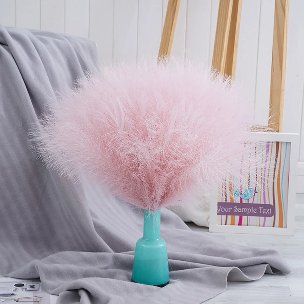 Pink Faux Pampas Grass Bouquet | Boho Home & Wedding Decor