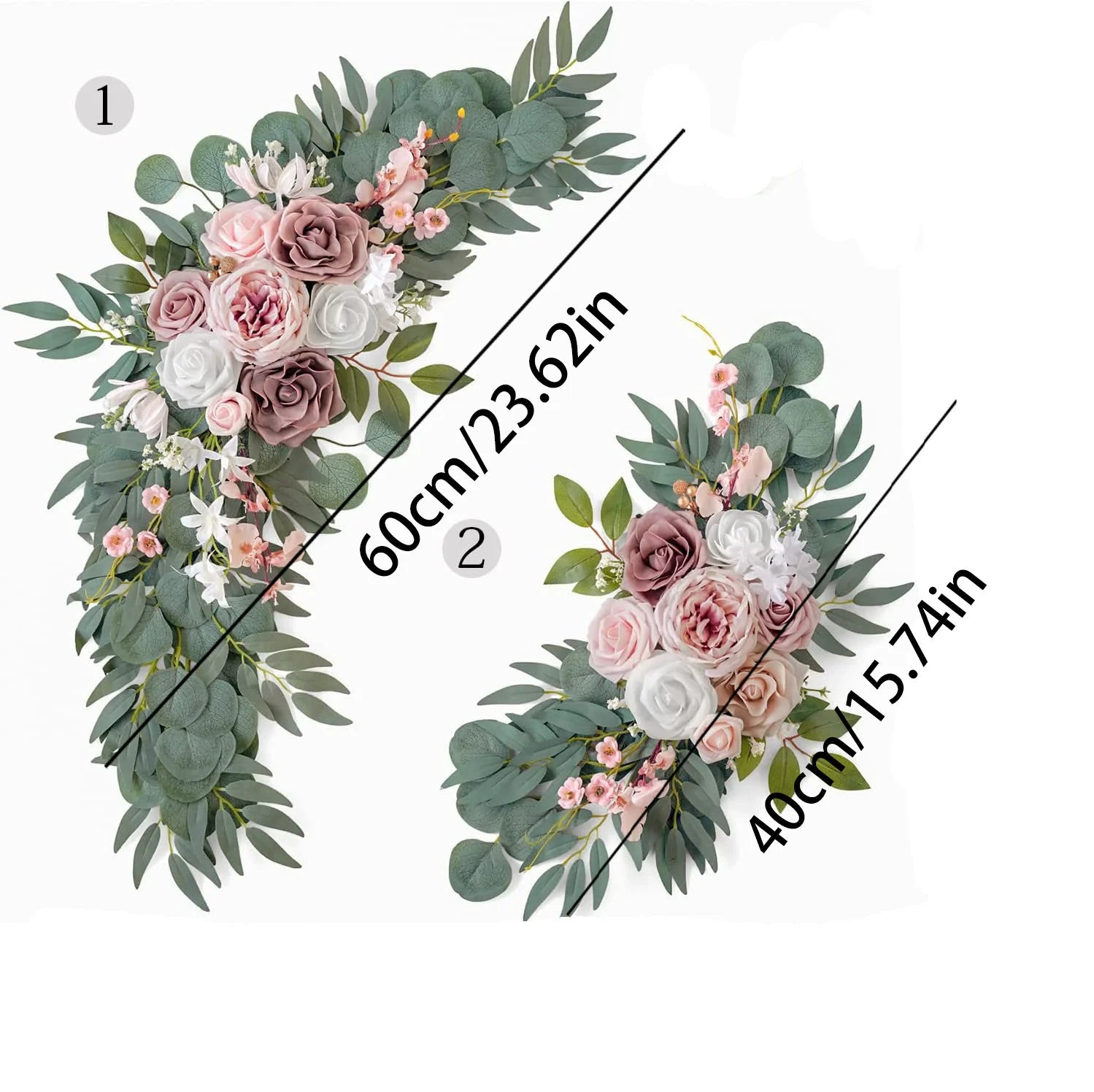 Dusty Rose & Blue Eucalyptus Wedding Arch Garland - Style F