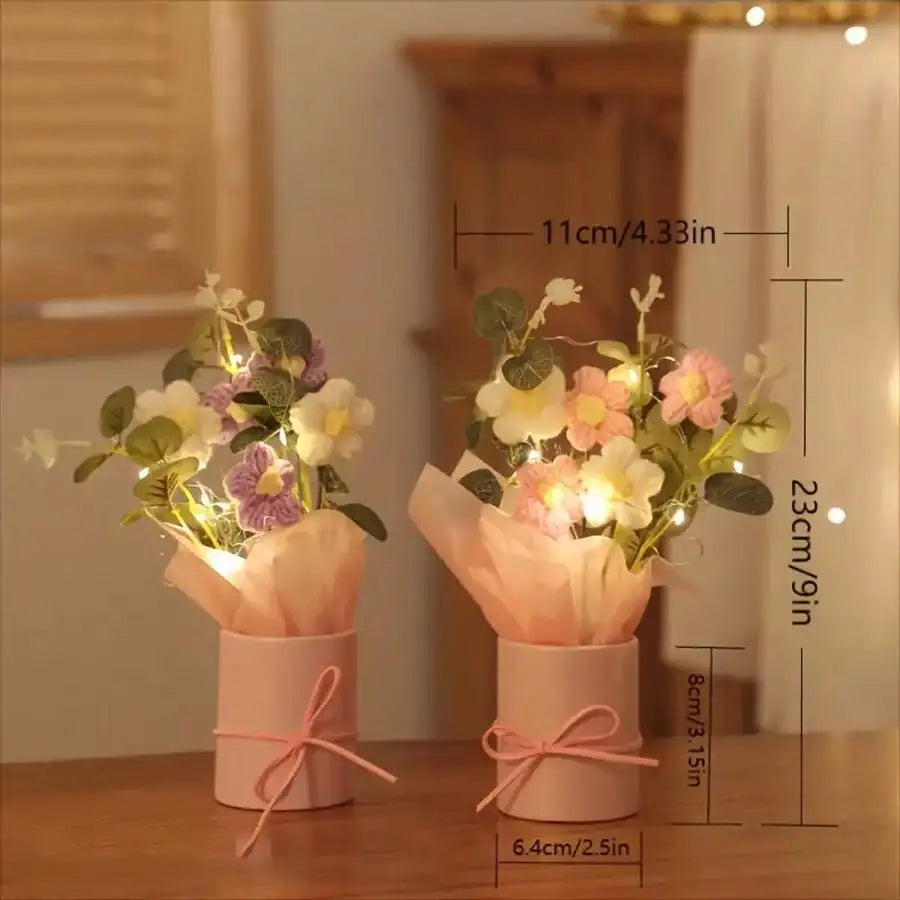 Yellow Crochet Daisy Bouquet – Handmade Wool Flower Gift