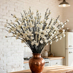 White Plum Blossom Branch – Faux Flowering Stems for Home & Wedding Decor (5pcs)